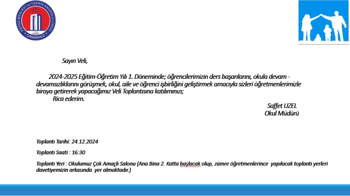 2024-2025 EĞTİM ÖĞRETİM YILI 1. DÖNEM VELİ TOPLANTISI